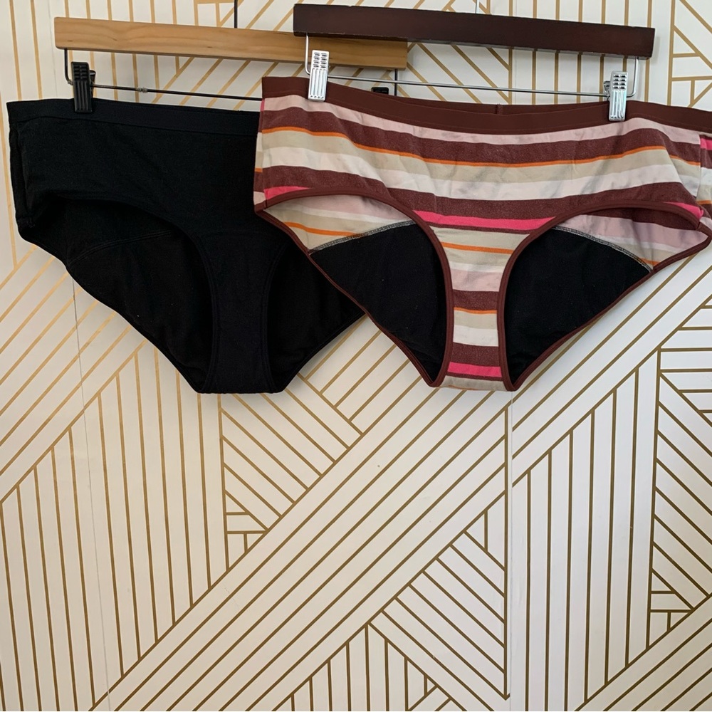 Aerie lot of 2 Period Panties reusable cotton blend striped multicolor black XXL